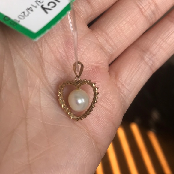 14k gold pendant with diamonds and pearl - Picture 5 of 5